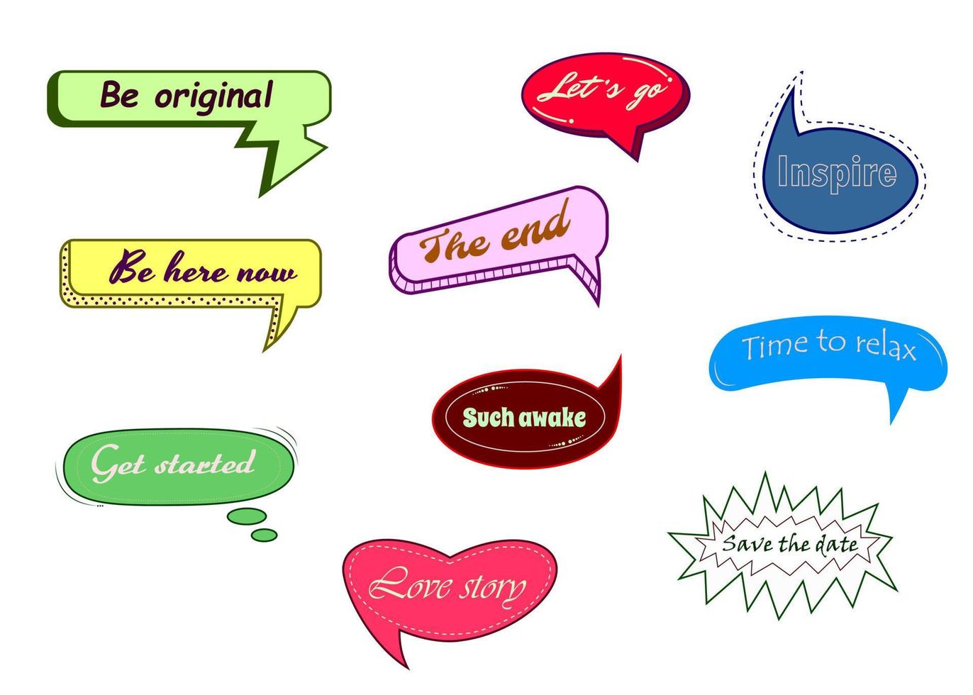 colorful message stickers vector