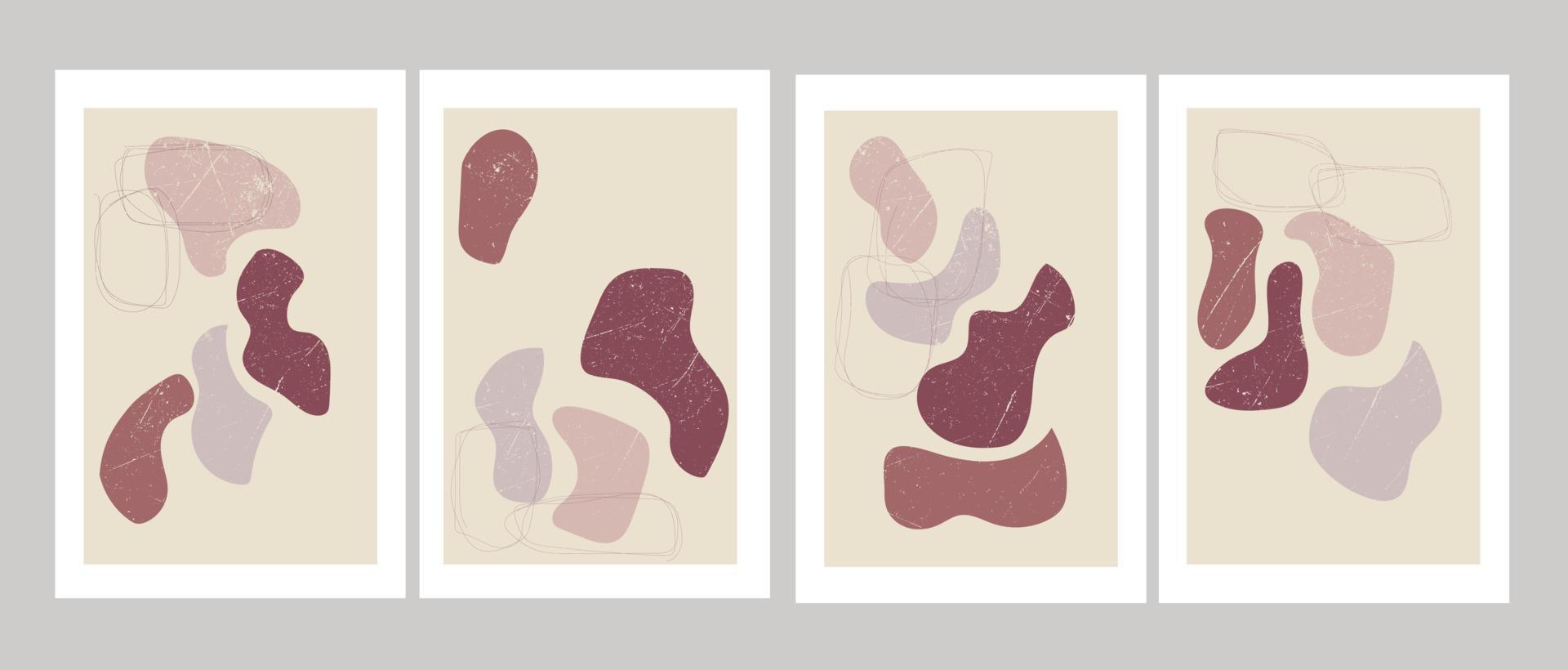 Set of minimalist posters with abstract organic shapes. vector