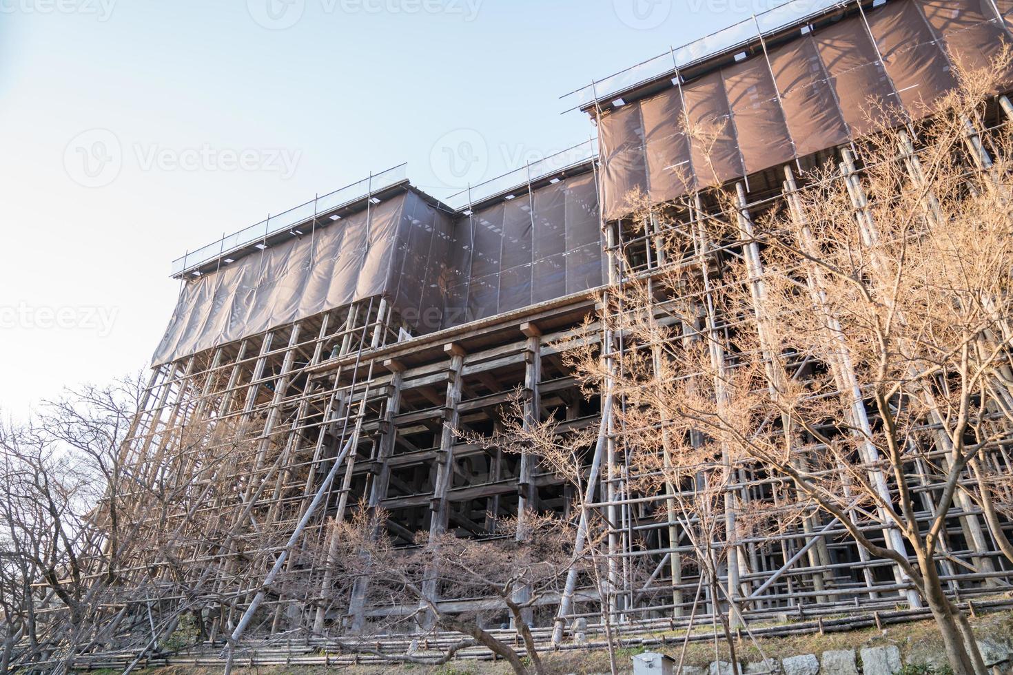 In process, restore  repair renovate Kiyomizu dera temple building. photo
