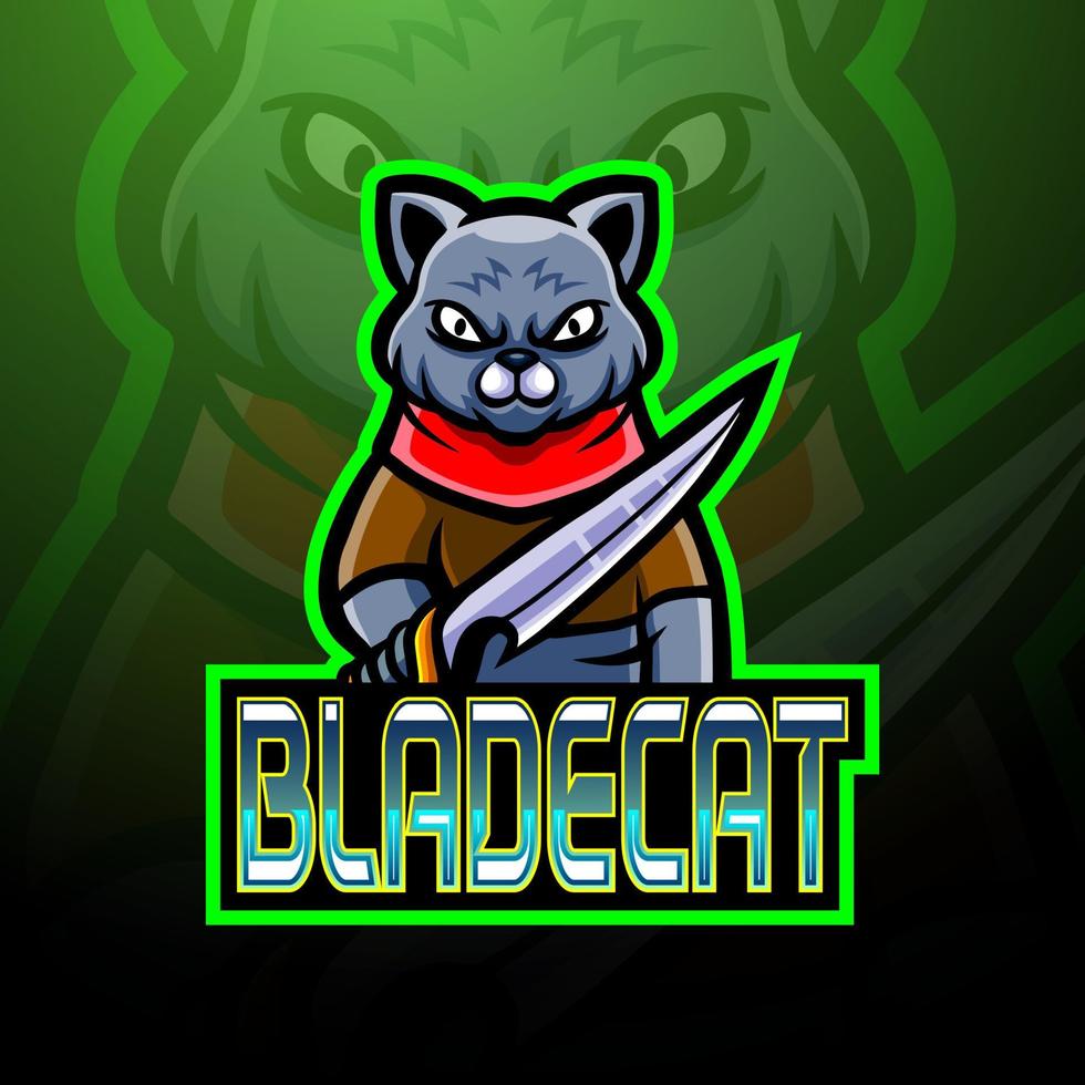 diseño de la mascota del logotipo de blade cat esport vector