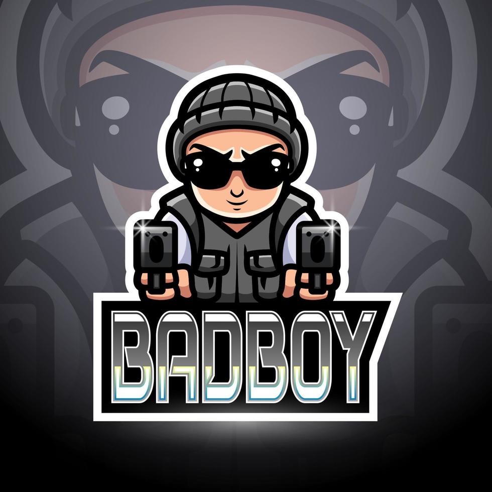 Bad boy esport logo mascot design vector