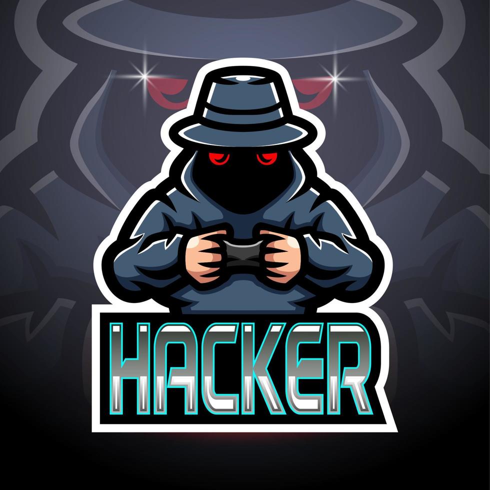 Hacker esport logo mascot design vector
