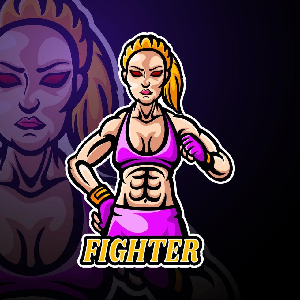 Fighter Girl mascot sport esport logo design vector