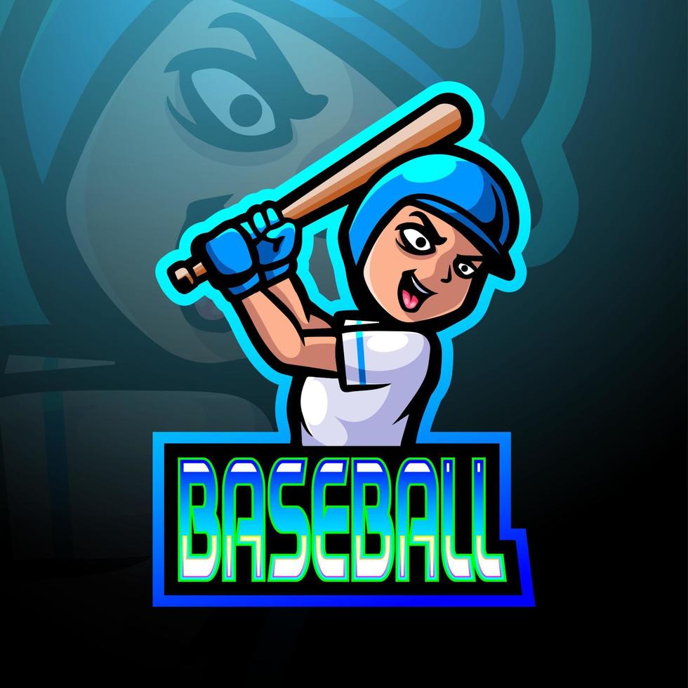 Baseball player esport logo mascot design vector