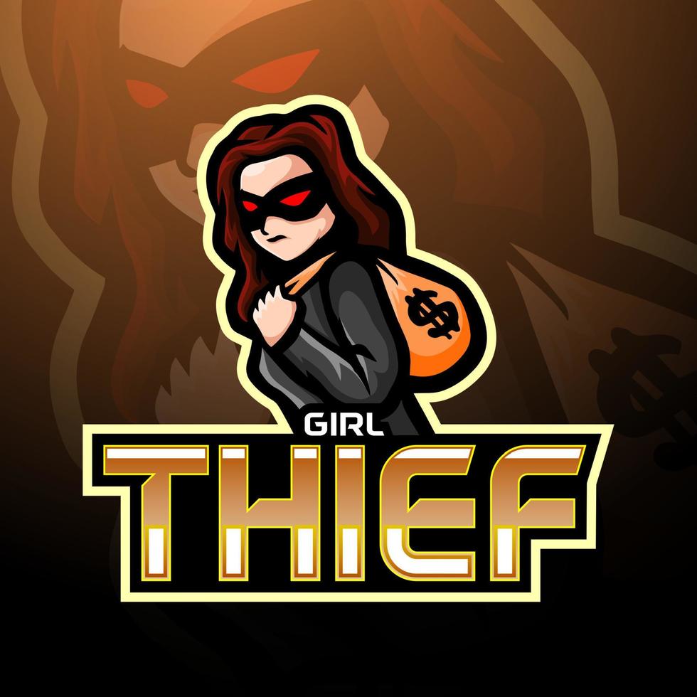diseño de mascota de logotipo de ladrón esport vector