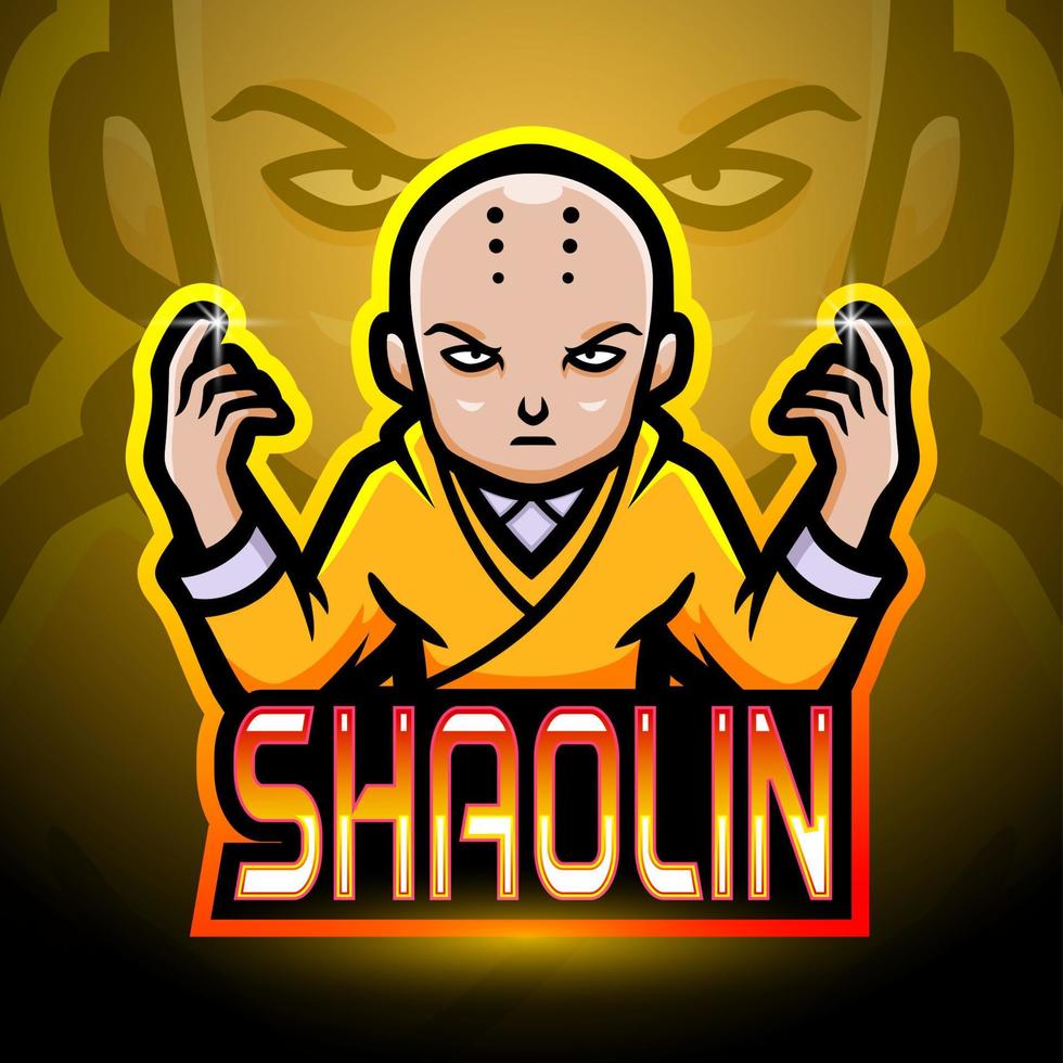 Shaolin esport logo mascot design vector