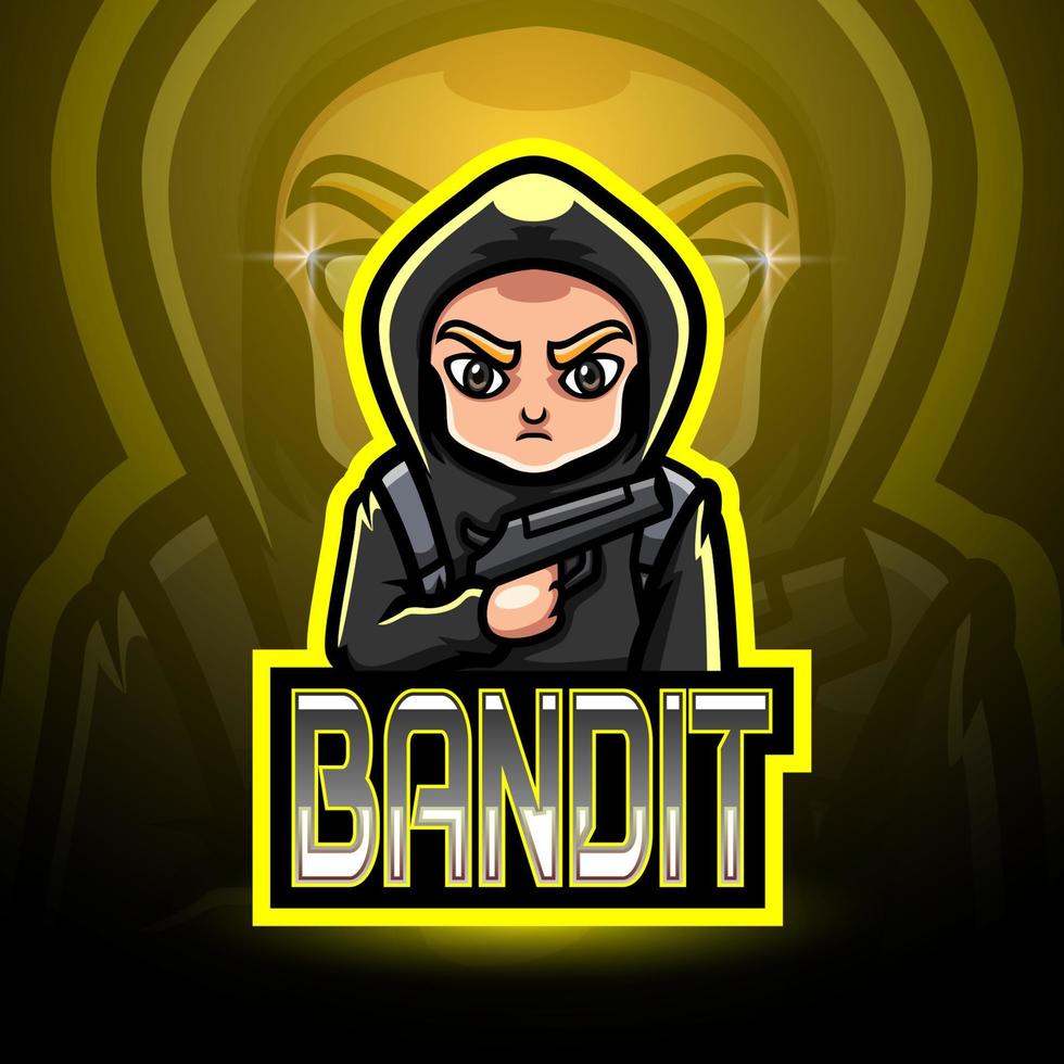 diseño de mascota de logotipo de bandido esport vector