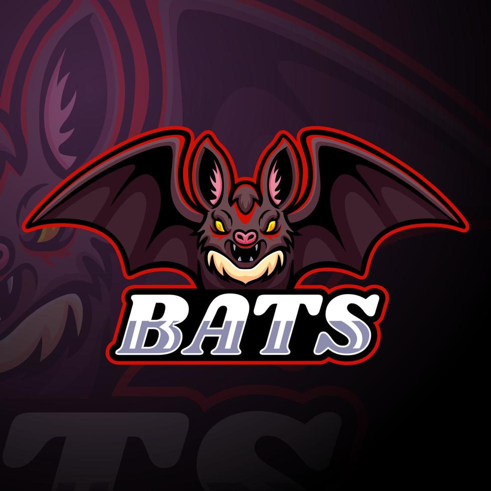 Bat esport logo mascot design vector