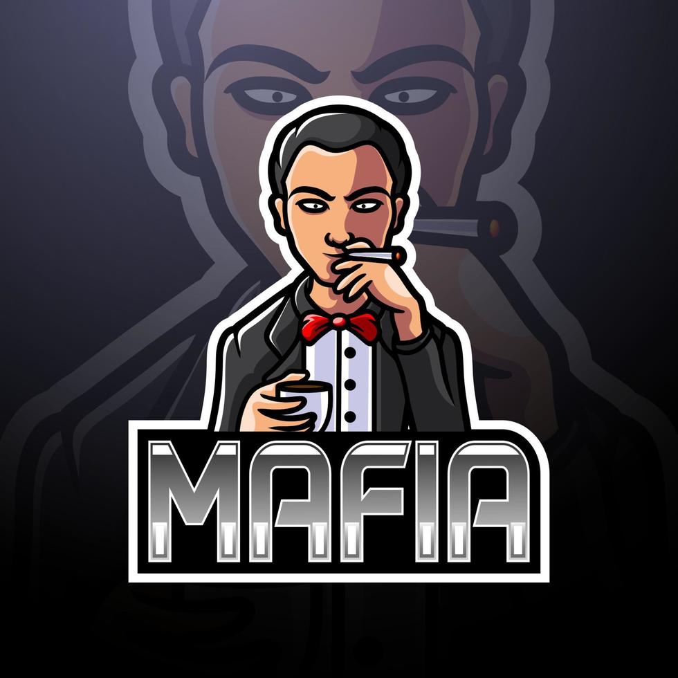 Mafia esport logo mascot design vector