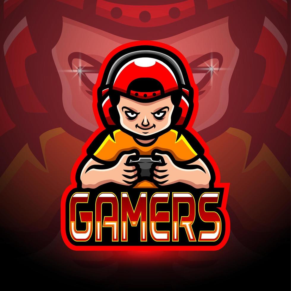 diseño de la mascota del logotipo de gamer boy esport vector