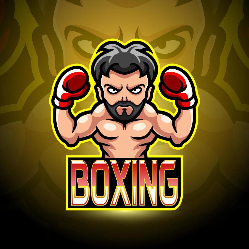 Boxing mascot sport esport logo design vector