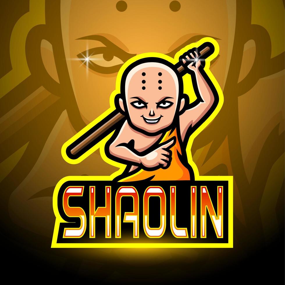 Shaolin esport logo mascot design vector