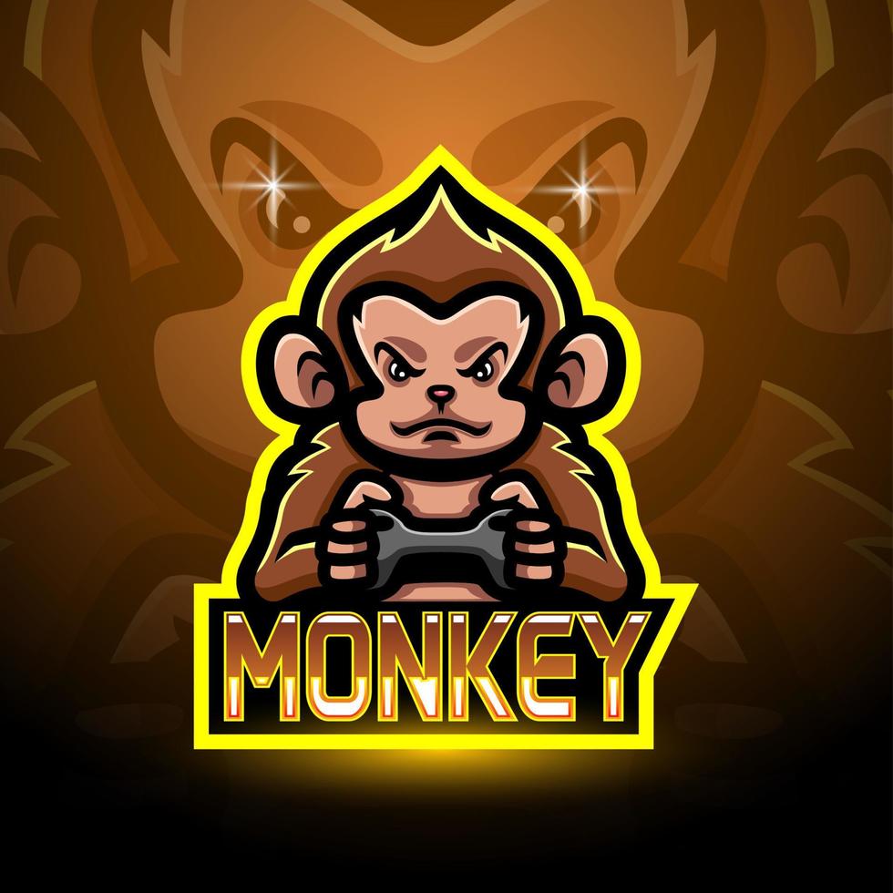 monkey esport logo mascot design vector