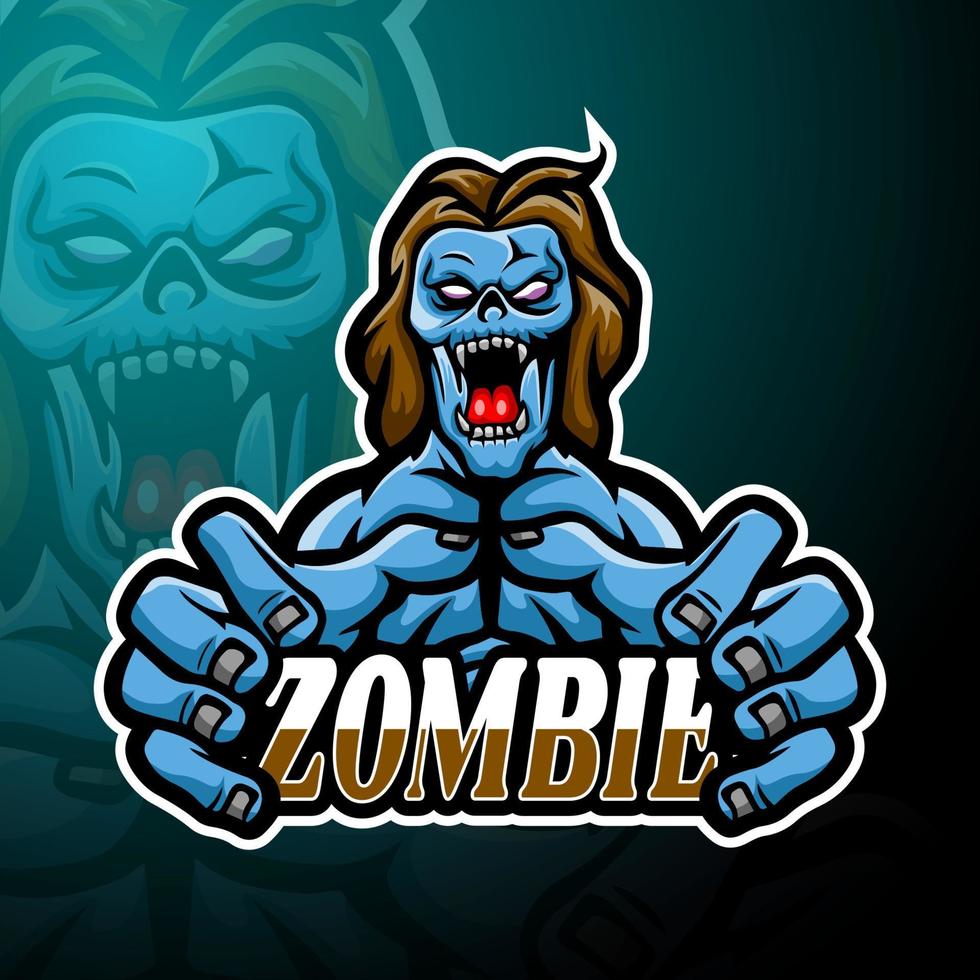 Zombie esport logo mascot design vector