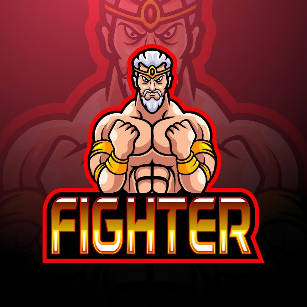 Fighter esport logo mascot design vector