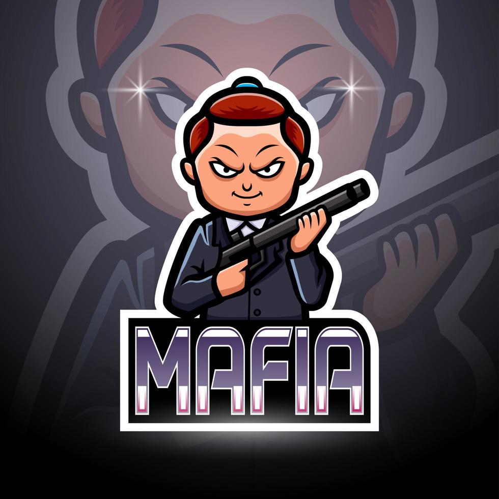 diseño de la mascota del logotipo de mafia esport vector