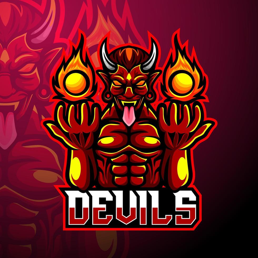 diseño de la mascota del logotipo del diablo esport vector