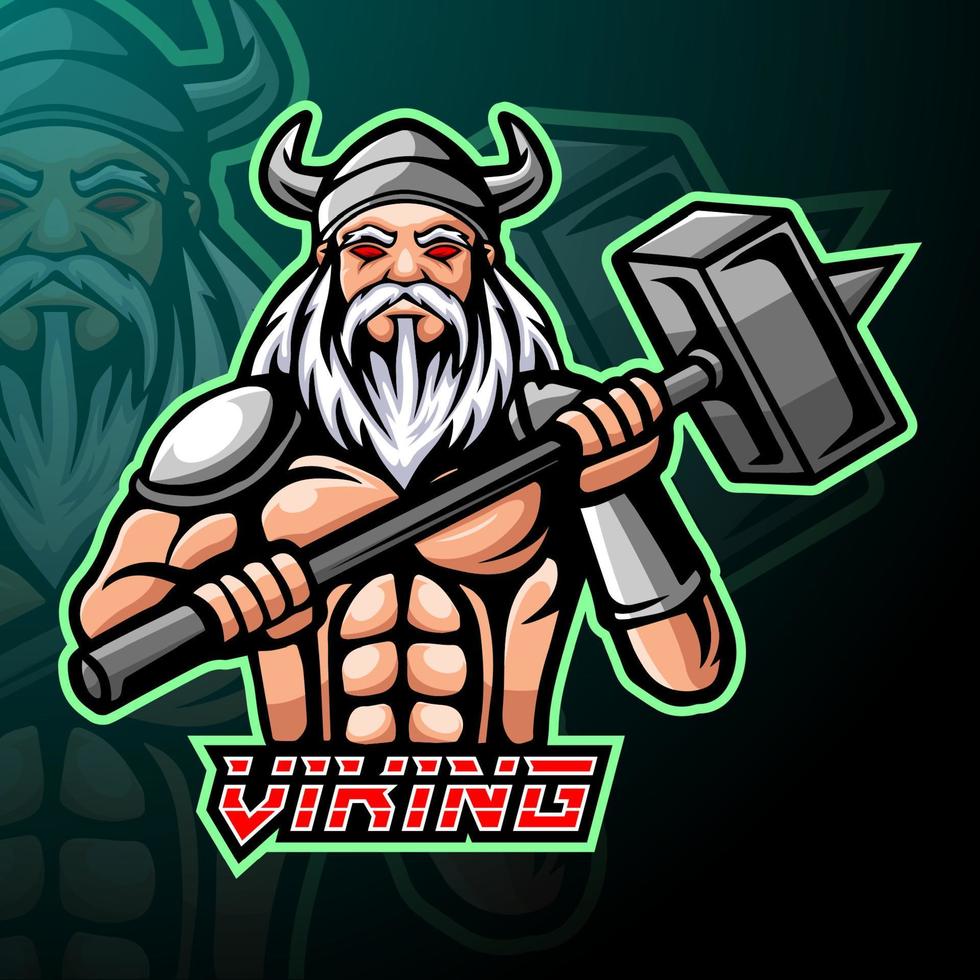 diseño de la mascota del logotipo vikingo esport vector