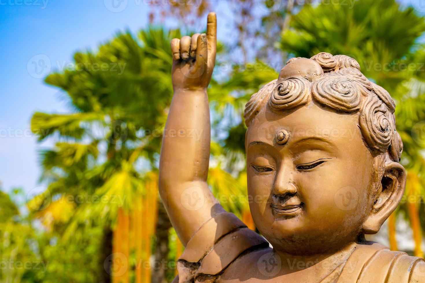 Little Buddha Statue On Field Promoting Stock Photo 2249457317