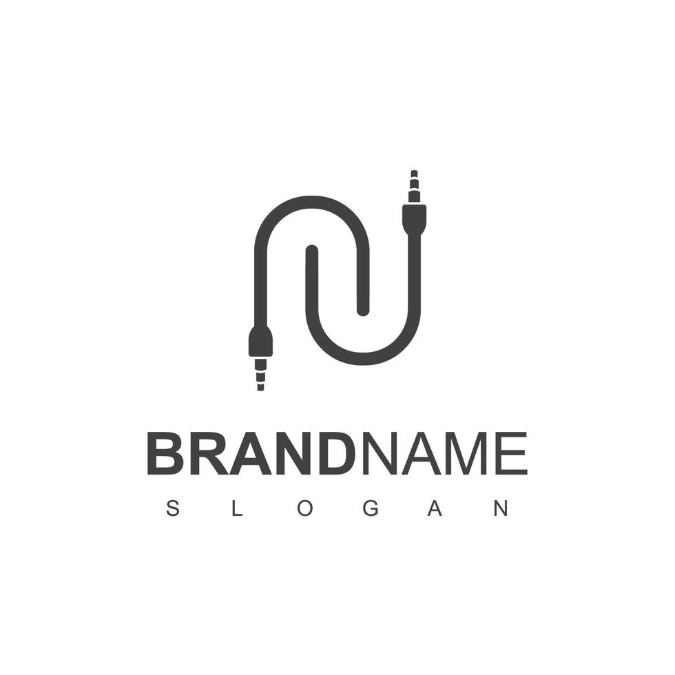 plantilla de diseño de logotipo de audio letra n vector