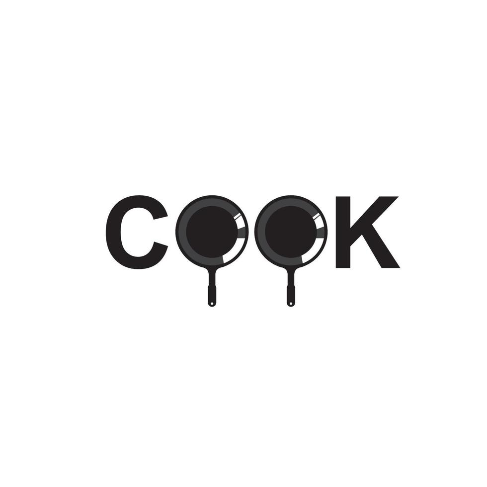 Cooking Typography Logo With Teflon Symbol vector