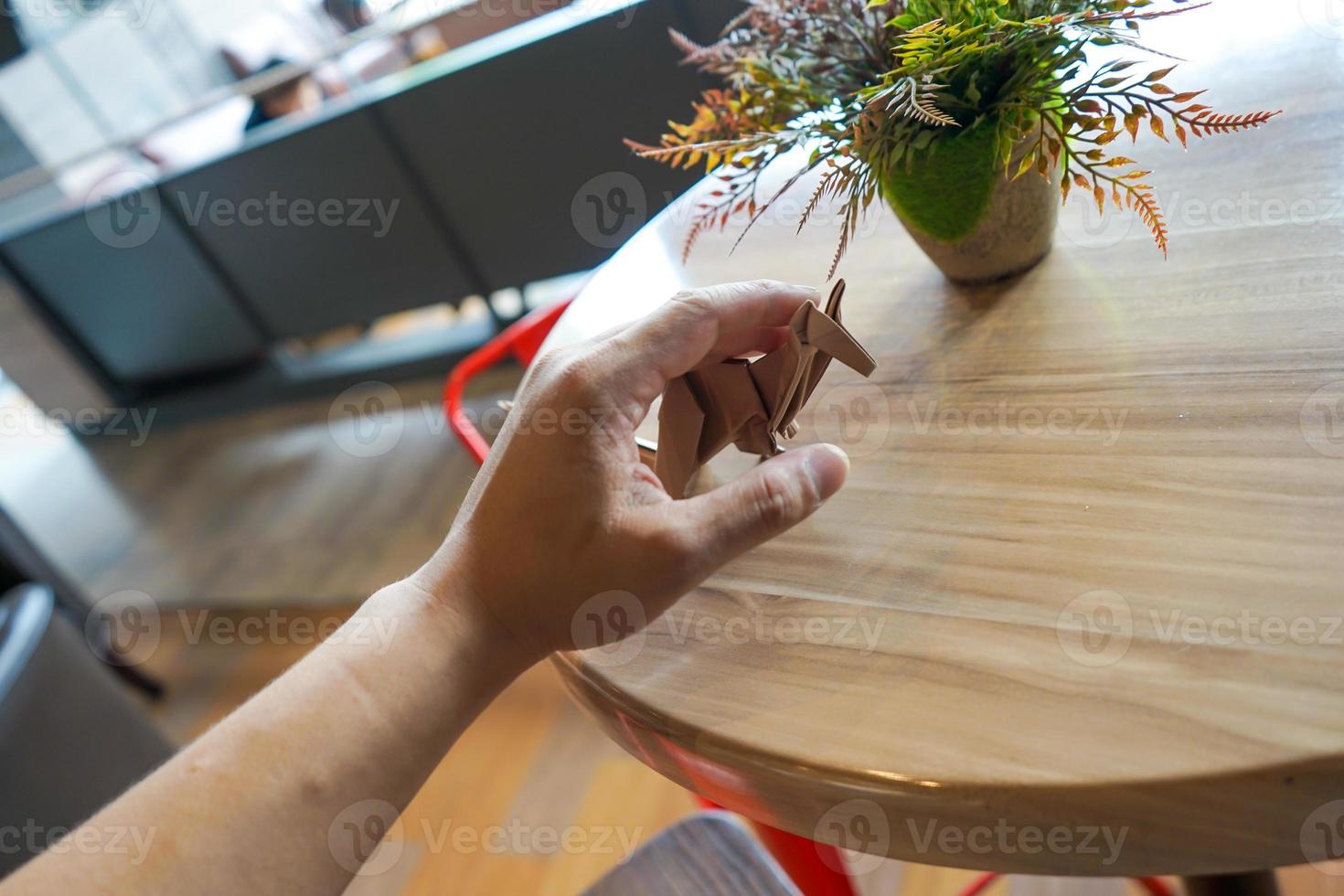 brown kangaroo paper folding origami, decorates in restaurant, coffee shop photo