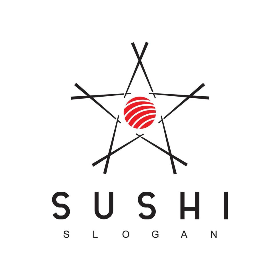 logotipo de sushi estrella, icono de restaurante de comida japonesa vector