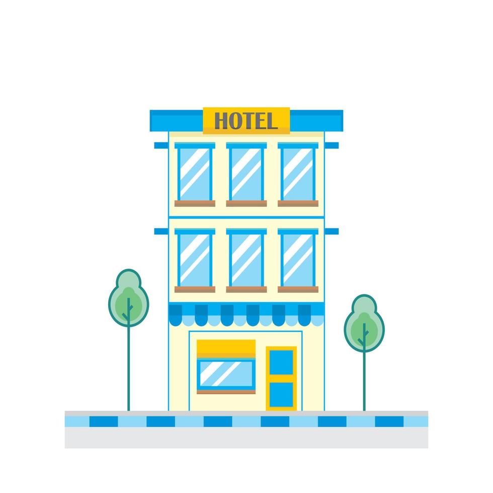 Modern Flat Commercial Hotel Building, Suitable for Diagrams, Info graphics, Illustration, Background, And Other Graphic Related Assets  Vector