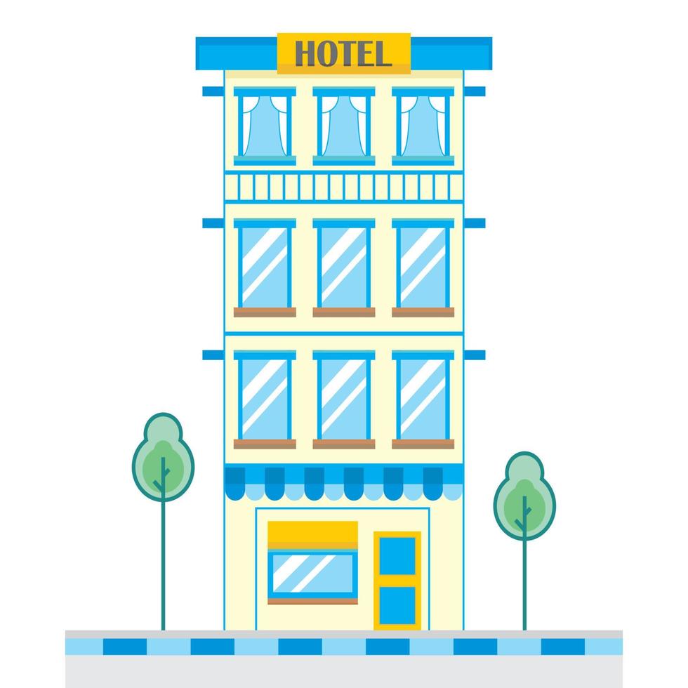 Modern Flat Commercial Hotel Building, Suitable for Diagrams, Info graphics, Illustration, Background, And Other Graphic Related Assets  Vector