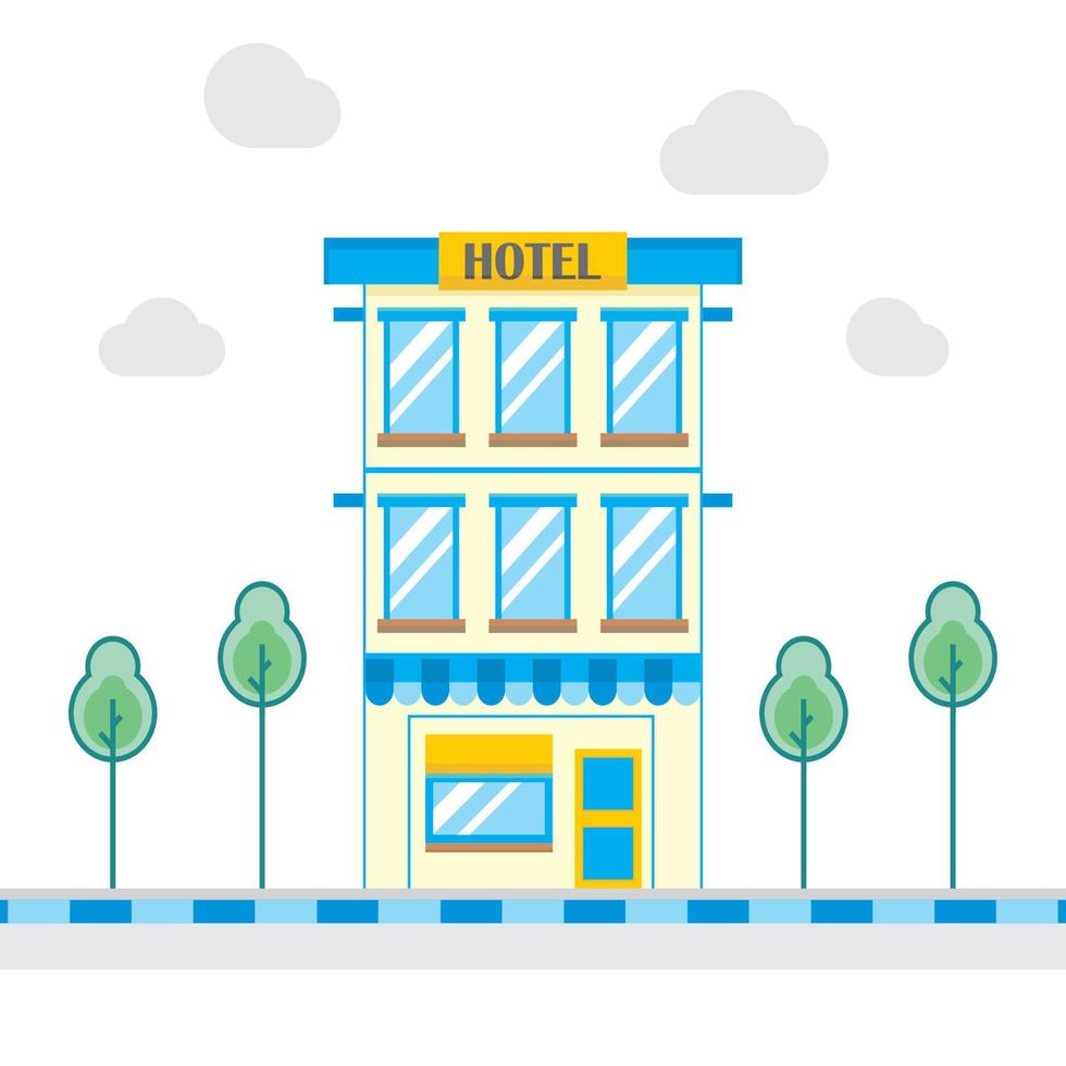 Modern Flat Commercial Hotel Building, Suitable for Diagrams, Info graphics, Illustration, Background, And Other Graphic Related Assets  Vector