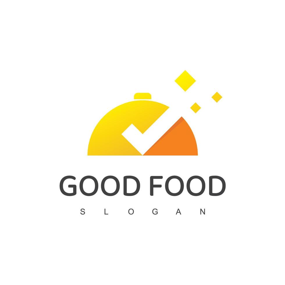 logotipo de buena comida, icono de servicio de comida de pedido de entrega vector