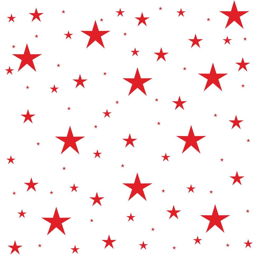 Monochrome seamless pattern with red stars on white background. Stock vector illustration.