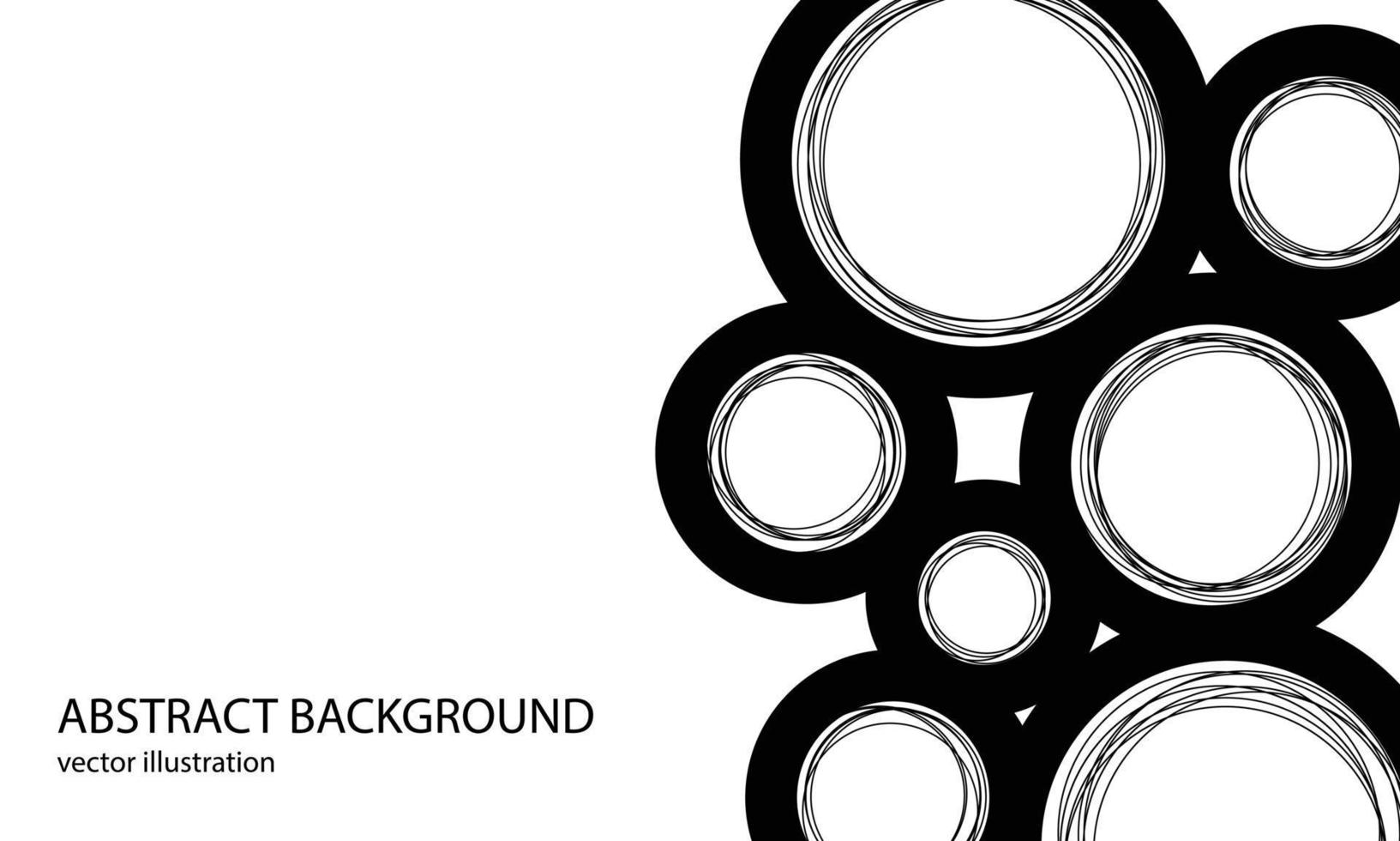 Abstract geometric background circle ring black white shape vector