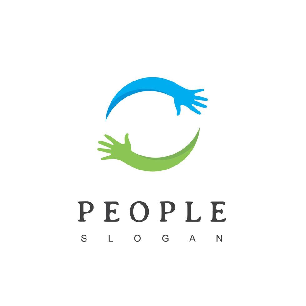 Teamwork And Social People Logo With Circle Hand Symbol vector