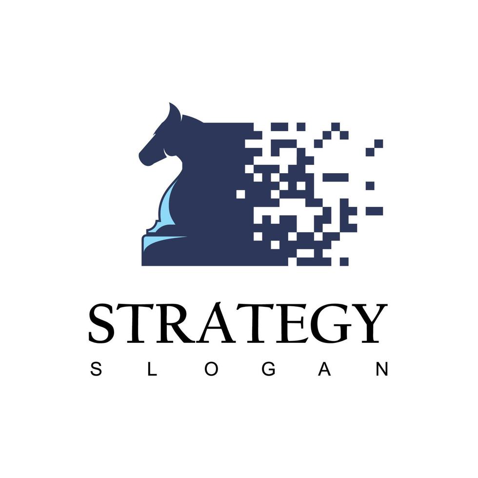 Business Strategy Logo With Chess Icon Illustration vector