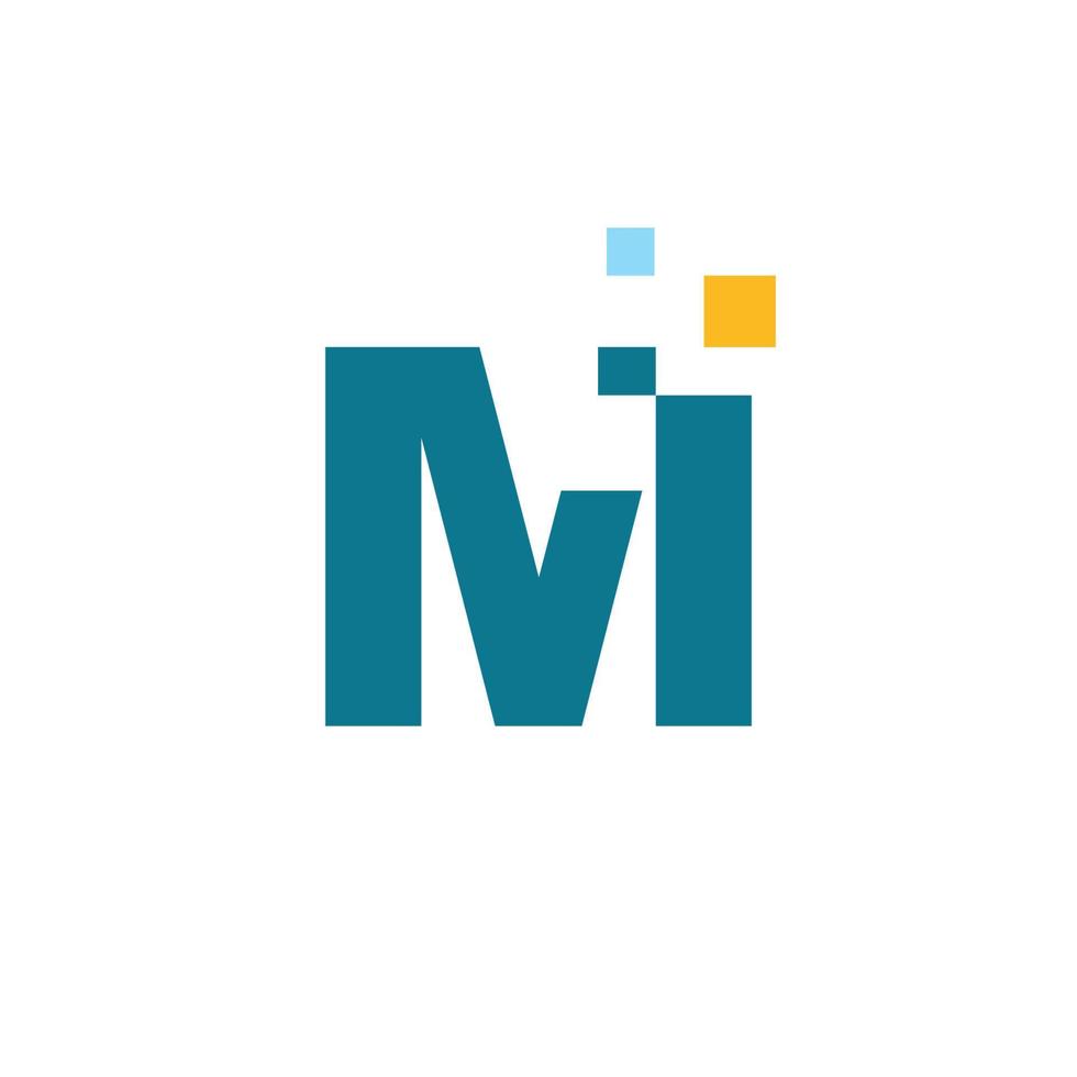 logotipo de la letra m, logotipo de la tecnología de píxeles. . símbolo del alfabeto gráfico para la identidad empresarial de tecnología moderna vector