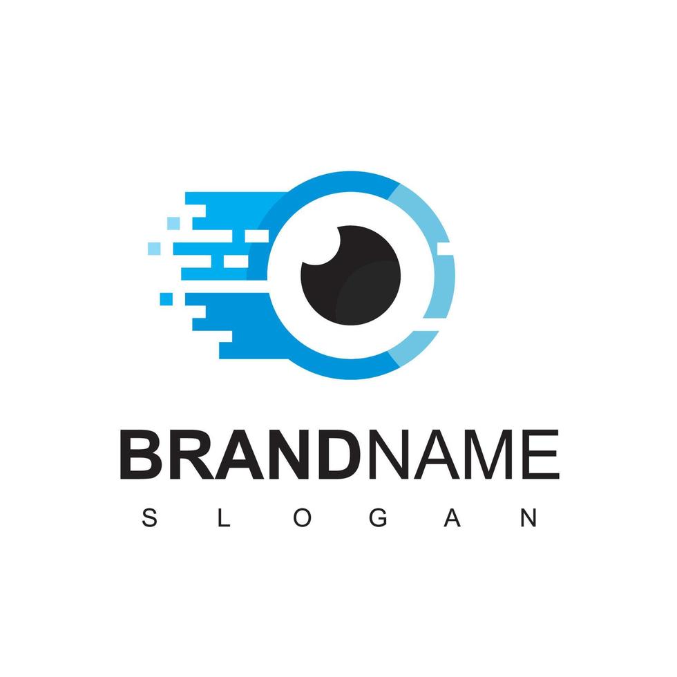 Fast Pixel Eye Logo Design Template, Cyber Secure Symbol vector