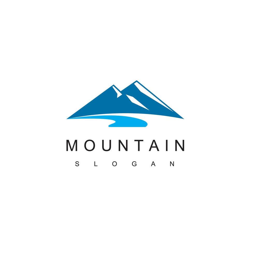 logotipo de montaña y río vector