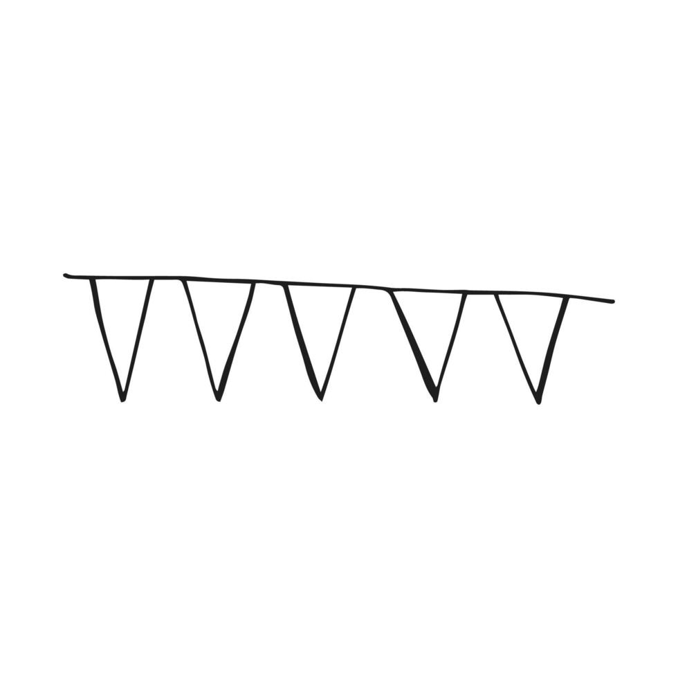 Oktoberfest 2022 - Beer Festival. Hand-drawn Doodle festive garland of flags on a white background. German Traditional holiday. vector
