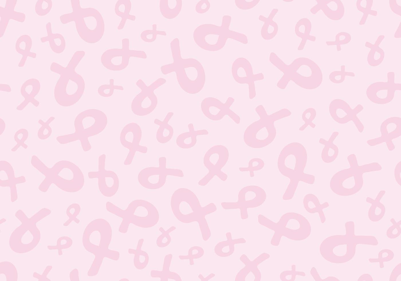 Pink ribbon breast cancer awareness month seamless background. Vector illustration.