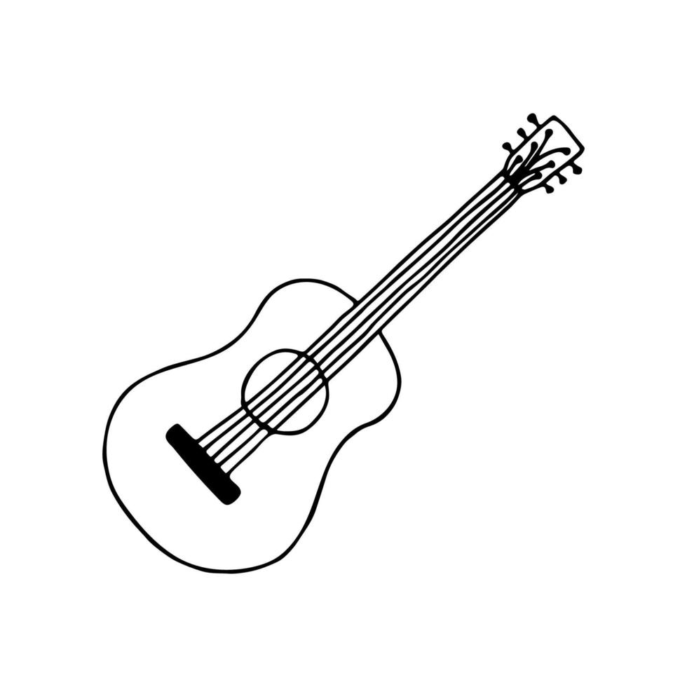 guitarra acústica de fideos dibujada a mano. imágenes prediseñadas vectoriales. contorno. instrumento musical. vector