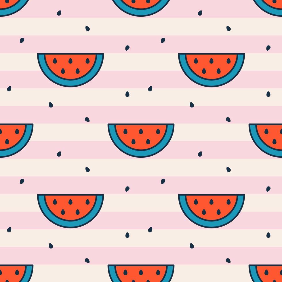 Vector seamless pattern with watermelon and speed. Stried pattern in retro style. Watermelon background.