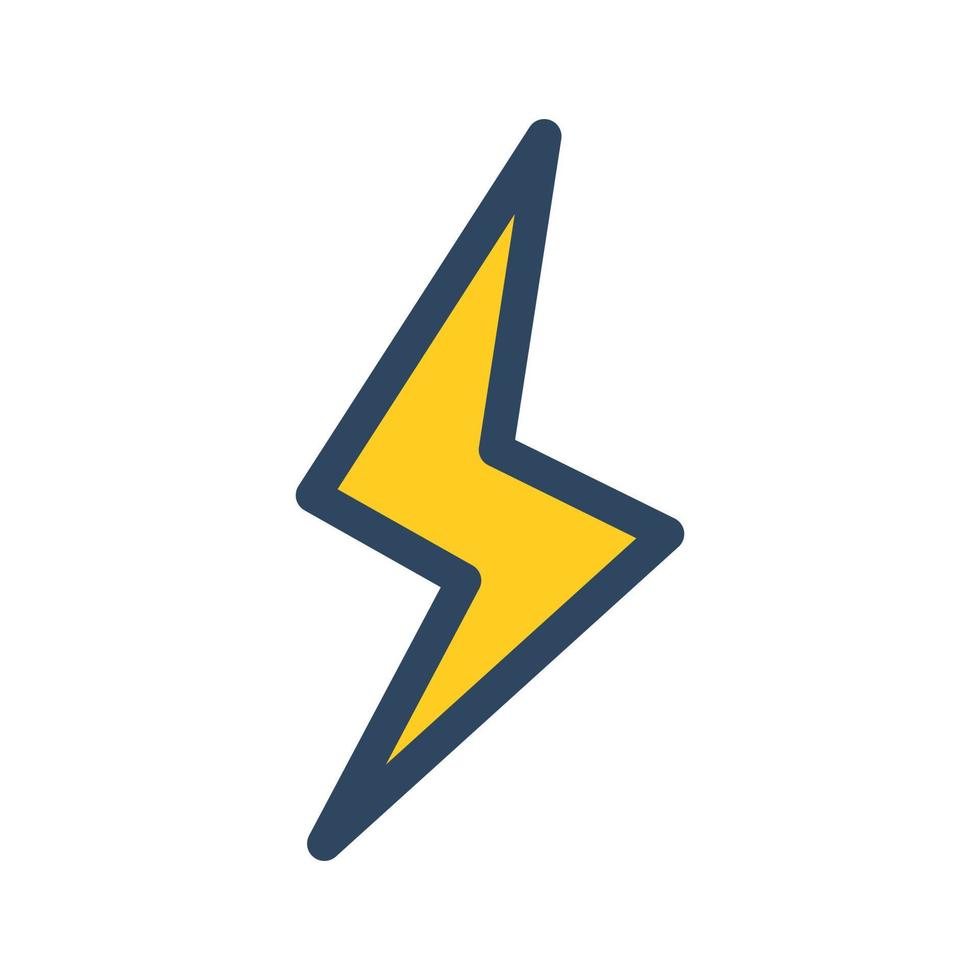 Vector doodle lightning with outline. Retro electricity icon.