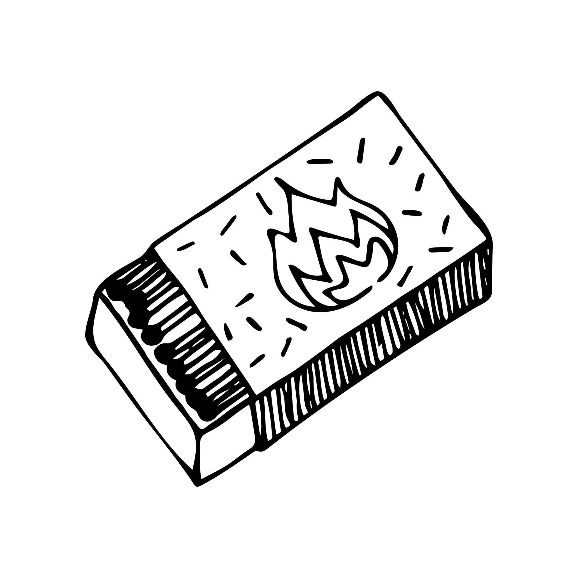Hand drawn doodle matchbox. Matches. Vector clipart. Outline. 9297960