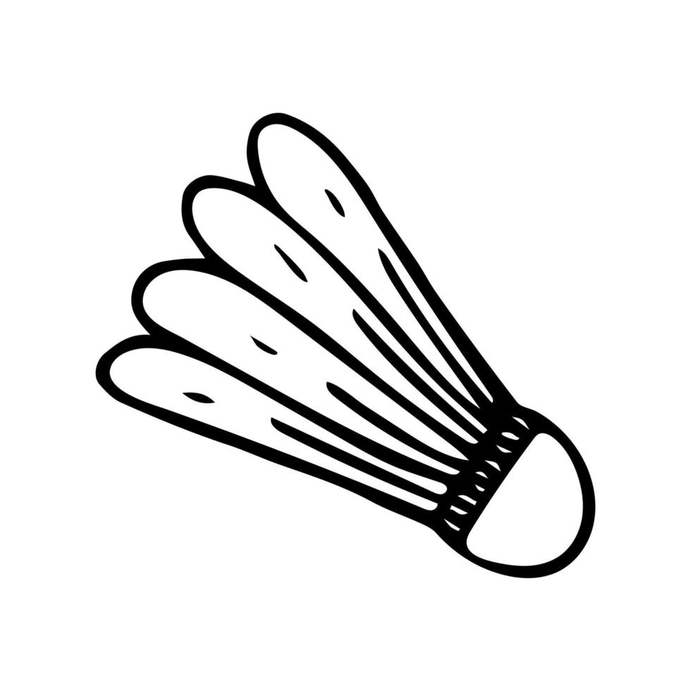 Hand drawn doodle badminton shuttlecock. Vector sport clipart. Outline.