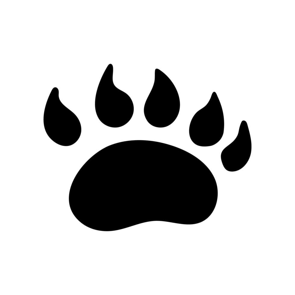 Hand drawn doodle wild animal footprint. Vector black bear paws.