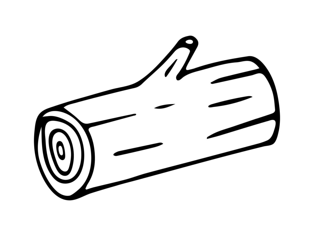 Hand drawn doodle wood. Vector tree log. Outline.