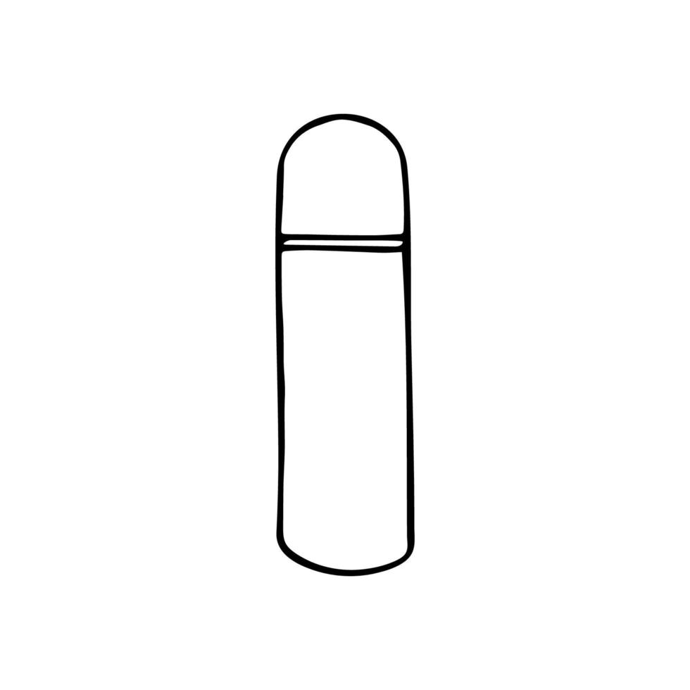 Hand drawn doodle thermos. Vacuum flask. Outline. vector