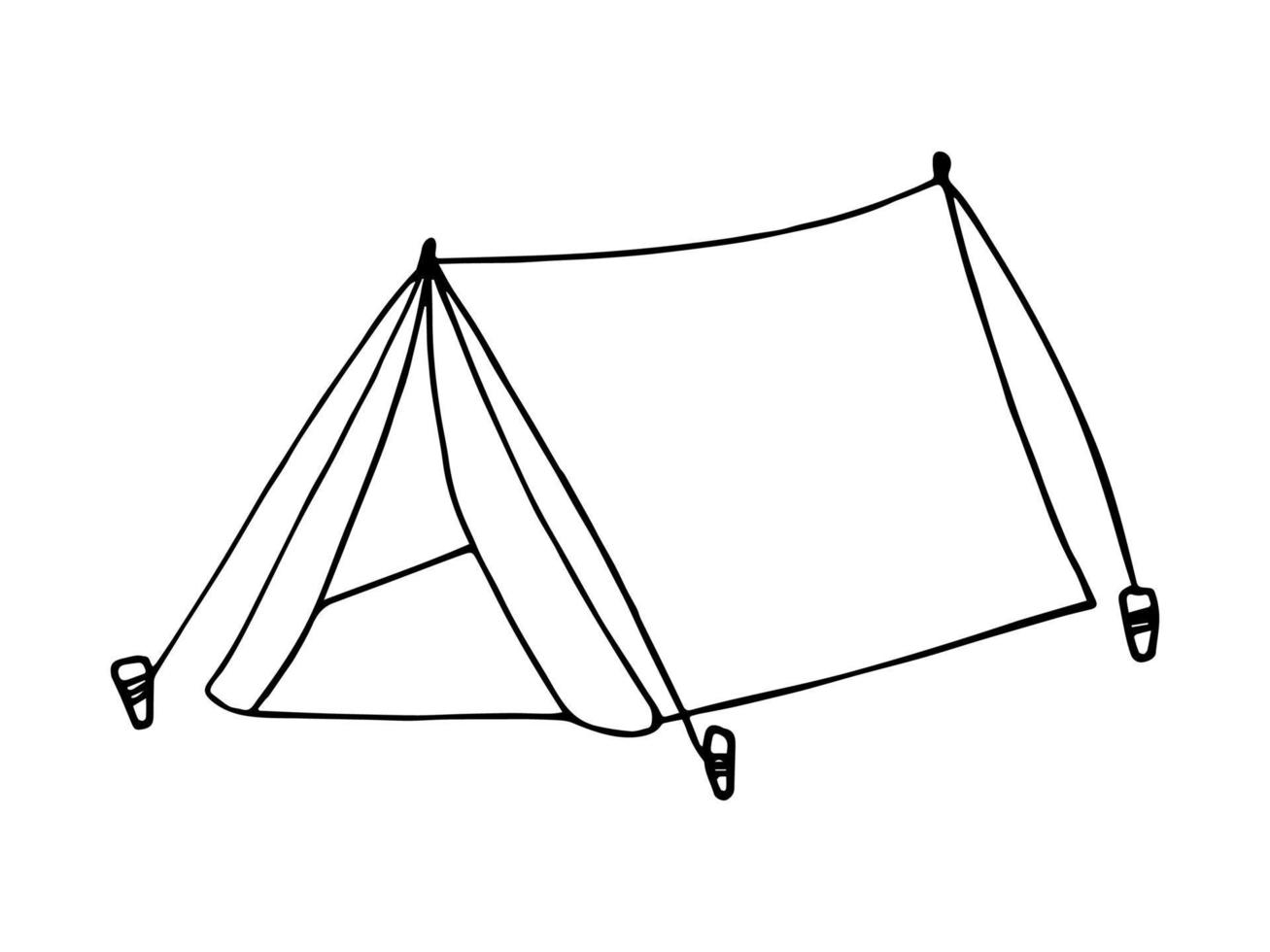 carpa de campamento de garabatos dibujada a mano. imágenes prediseñadas vectoriales. vector