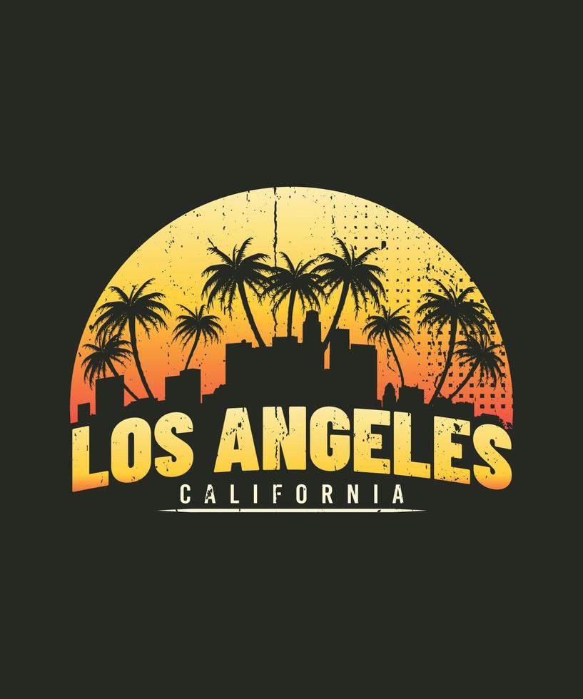 Los Angeles Skyline Summer Tshirt Design vector